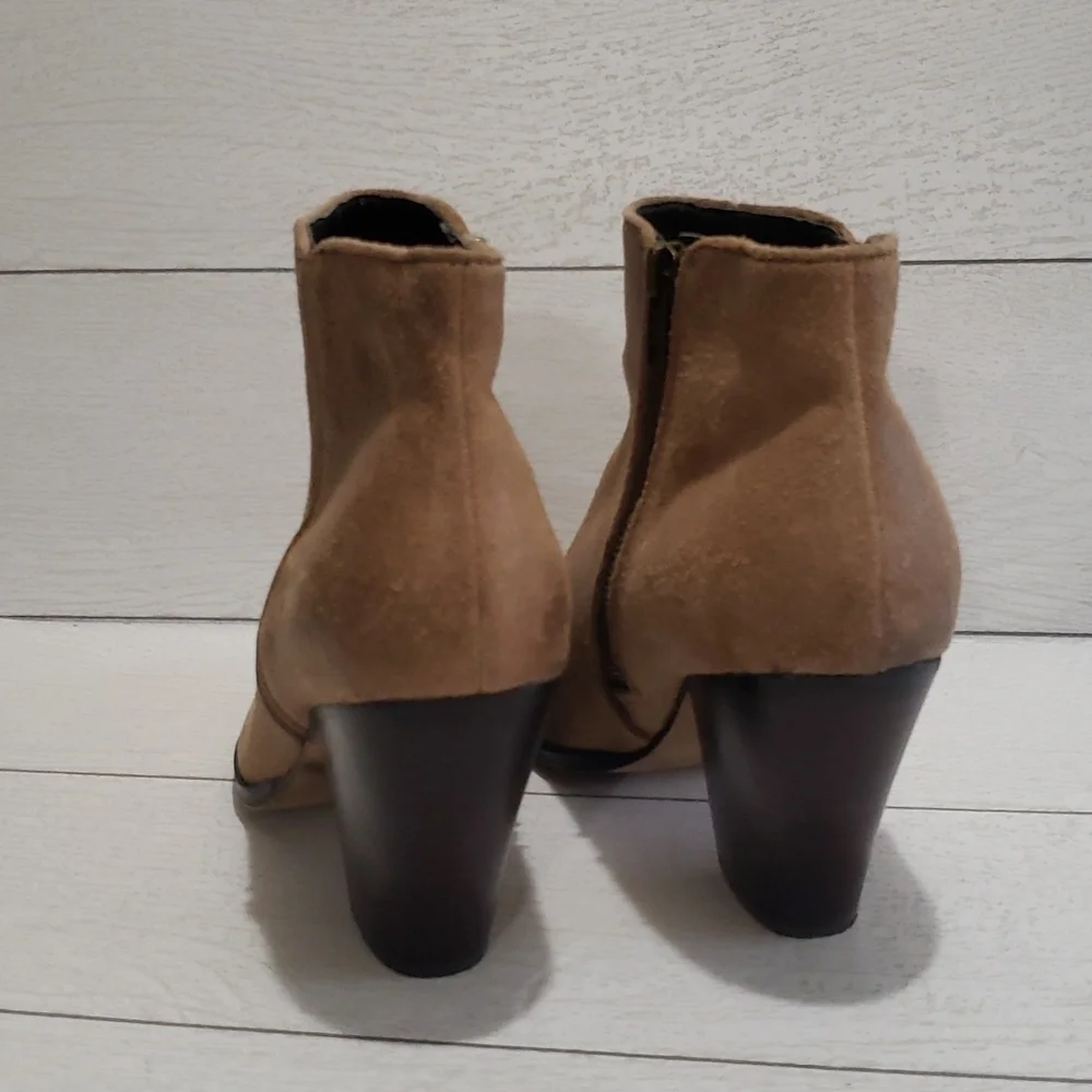 Dolce Vita 8 heel textured suede tan booties